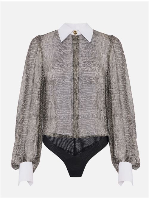PYTHON BODYSUIT WITH COLLAR ELISABETTA FRANCHI | CB00657E2110 Nero